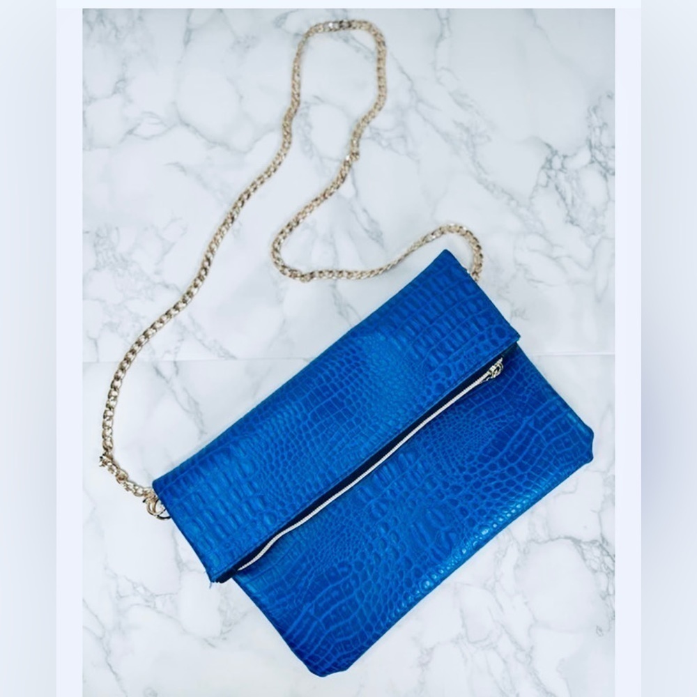 💙Yoki Shoulder Bag& Clutch,Removable Gold Shoulder Chain, GORGEOUS Royal Blue